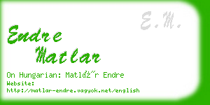 endre matlar business card